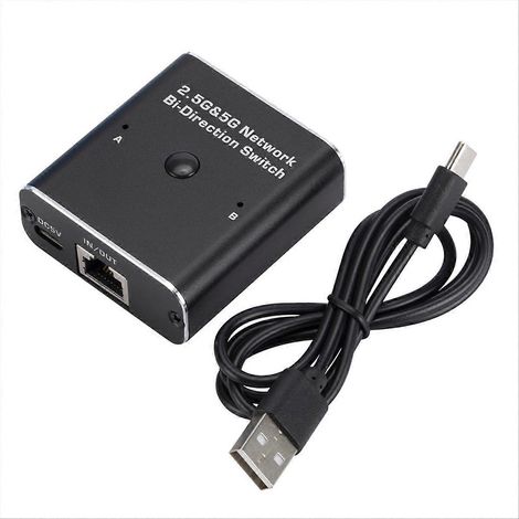 RJ45-Netzwerksplitter mit 2 Eingängen und 1 Ausgang, Ethernet-Kabelsplitter, netzunabhängiger Schalter für den Anschluss mehrerer Geräte (1/5)