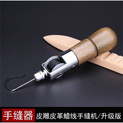 Máquina de coser de cuero hecha a mano, tallado de cuero, herramienta para coser cuero, equipaje de cuero, hilo encerado, máquina de coser manual, lona, aguja cónica, juego completo de máquina de cose (1/5)