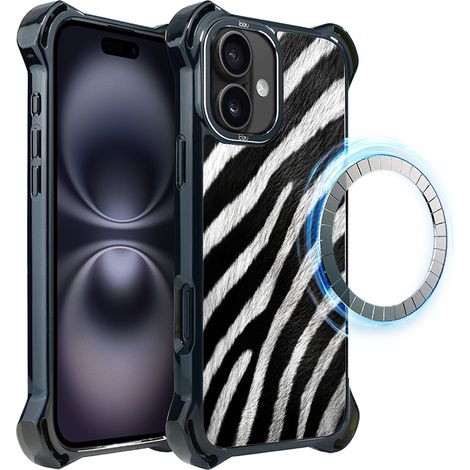 Hülle für iPhone 16 ibizu DropGuard Ultra mit MagSafe, Nature's Call, Zebra (1/5)