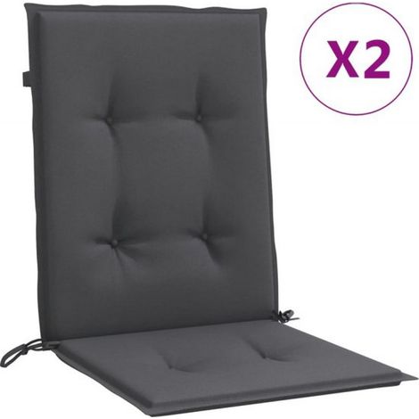 Coussins de chaise - 2 pièces - dossier bas - 100 x 50 x 4 cm - tissu chiné anthracite (1/5)
