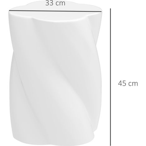 Tabouret en spirale en céramique, supportant jusqu'à 120 kg, Ø 33 x 45 cm, résistant aux intempéries, avec couvercle, support pour plantes, repose-pieds pour camping, jardin, terrasse, balcon, blanc