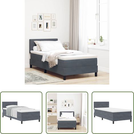 vidaXL Holzrahmen -  Boxspringbett mit Matratze Dunkelgrau 100 x 200 cm Samt (1/5)