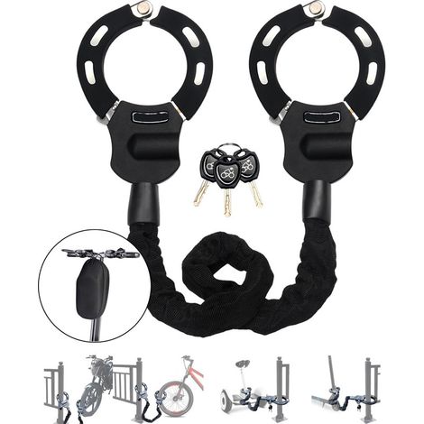 Antivol de type menottes pour trottinettes électriques, antivol pour vélos, antivol de type menottes en acier trempé pour trottinettes Xiaomi, idéal pour trottinettes, vélos et poussettes (92 cm). Liv (1/5)
