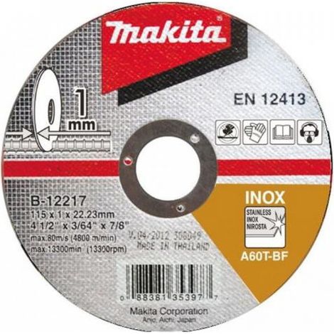 Disco de corte MAKITA acero inoxidable 115x1,2x22 mm B-64587