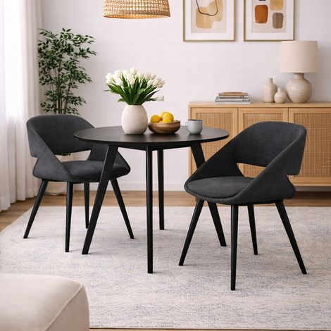 Lot de 2 chaises 51x55x78 cm en tissu gris et noir - ADYA (1/5)