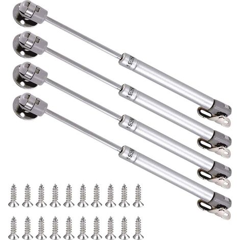 Hydraulic Furniture Gas Struts, Kitchen Cabinet Door Gas Spring Pneumatic Arm with Soft Opening Hinges for Lifting Door Flap Damper Set of 4 (150 N) (1/5)