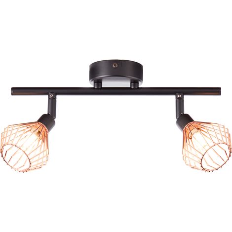 BRILLIANT lampe Dalma spot tube 2 flg noir / cuivre 2x QT14, G9, 33W, adapté aux lampes à culot à broche (non incluses) Échelle A ++ à E Têtes pivotantes (1/5)