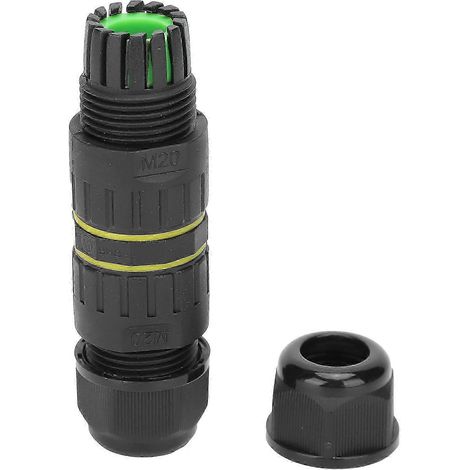 Connecteur étanche 3 broches IP68 M203P, ignifuge pour jonction de câble extérieur, 9-12mm, protection contre l'humidité et les intempéries. (1/5)