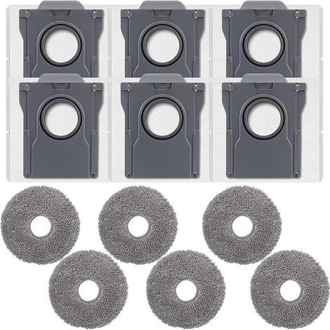 Lot de 12 accessoires pour robot aspirateur L10s Pro Ultra/L10s Plus/X40 Ultra/L40 ultra/L30/L40/L20 Ultra/X30 Ultra/X30 Pro Plus/S30/S10/Mova E30 ultra, 6 sacs d'aspirateur + 6 chiffons (1/5)