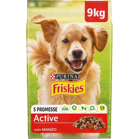 PURINA FRISKIES Active Crocchette per Cani Adulti con Manzo Sacco da 9kg (1/5)
