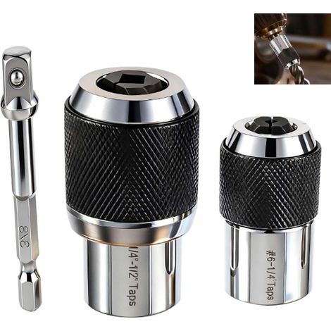 Lot de 3 Taraud Réglable Adaptateur 3/8" Extracteur de Tarauds, pour petits ateliers, visseuses et perceuses sans fil Avec rotule en acier-6-1/2, 3/8