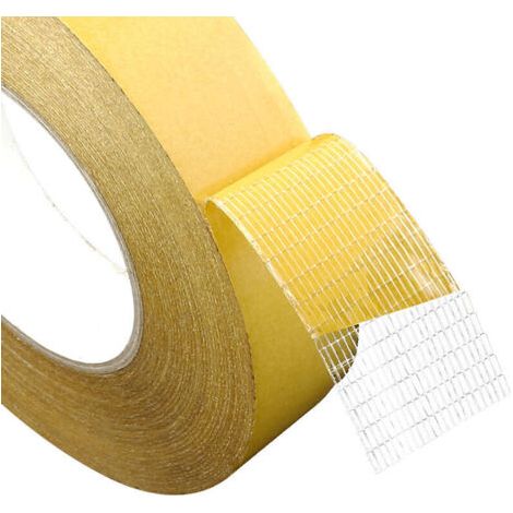 Ruban adhésif double face Ruban fibre auto-adhésif  20mm20m  3 rouleaux(jaune） (1/5)