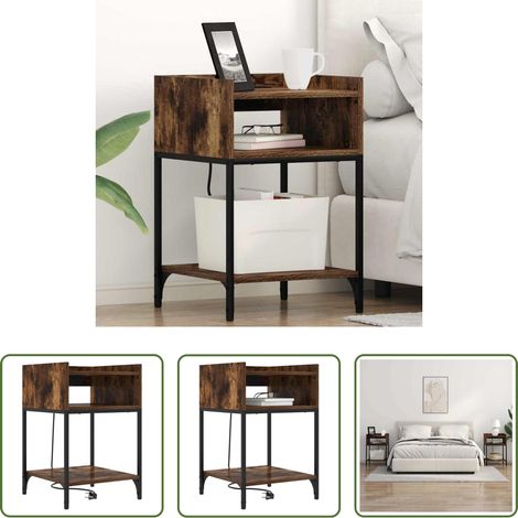 Rangement chambre - Cabinet de chevet Chêne fumé 40 x 40 x 61 cm Bois d'ingénierie (1/5)