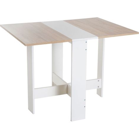 Table à manger extensible, table pliante en bois 103×76×73.5cm chêne blanc (1/5)