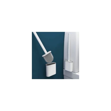 Brosse de Toilette, Brosse WC , Suspendu Brosse de Toilette en Silicone, Brosse de Toilette Brosse WC en Silicone et Support, avec Base de Filtre à Eau et à Séchage Rapide, Montage Mural/au Sol，Fo - C (1/4)