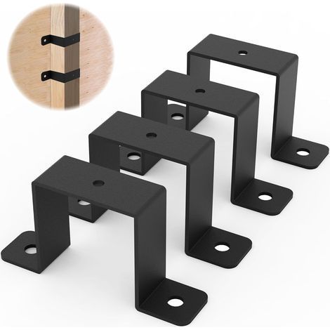 Lot de 4 colliers de serrage carrés de 3.5 x 3.5 in en forme de U. support de fixation murale pour poteaux de clôture. supports de fixation murale adaptés pour tuyaux d'eau. balustrade de balcon (1/5)