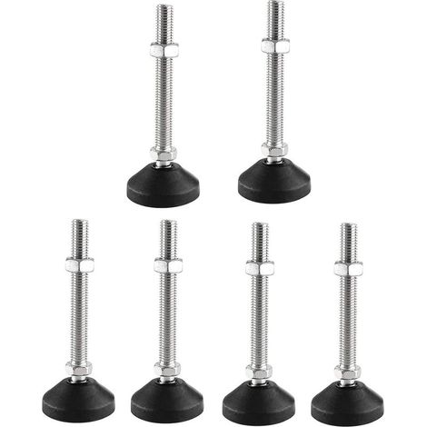 Lot de 6 pieds réglable M10 x 80 mm - Vis de réglage - Pied de meuble - Peut porter - Pieds réglables - Vis réglables - Pied réglables - Inclinaison maximale de 20 ° (6PCS M10 x 80mm x Ø40mm) (1/5)