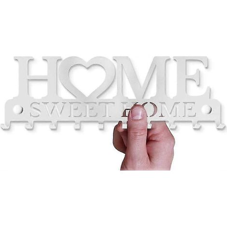 Porte-clés mural décoratif « Home Sweet Home » (10 crochets), en métal, pour porte d'entrée, cuisine ou garage Idéal pour ranger clés de maison, de travail, de voiture ou de véhicule (1/5)