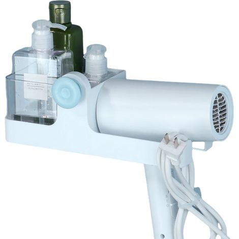 1 support mural pour sèche-cheveux, rangement multifonctionnel pour accessoires de coiffure, fixation adhésive 3M, compatible sèche-cheveux Dyson et autres, salle de bain (1/5)