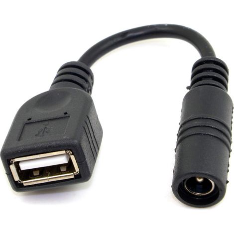 2 Câble adaptateur de charge USB femelle 5 V vers prise jack 5,5 2,1 mm pour téléphone portable et tablette (1/5)