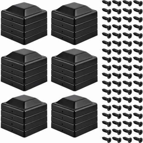 Lot de 24 Chapeau Poteau Bois 9x9 en Plastique PP, Chapeau de Poteau 9x9 avec Vis Libres, Chapeau pour Poteau Bois Protègent les Poteaux en Bois et Anti-Craquage (Noir) (1/5)