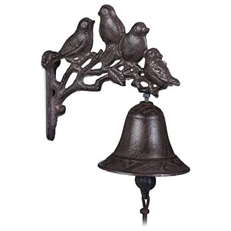 Carillon en Fonte Fer Forgée, Design Oiseau Rustique Campagne, Horloge Murale Décorative Vintage, Couleur Marron, Cadeau Maison Jardin (1/4)