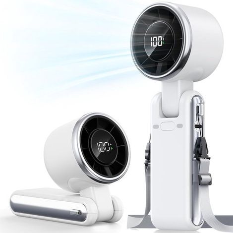Ventilador portátil de mano Turbo，mini ventilador recargable de 3600 mAh con flujo de aire frío，regalo para mujeres y hombres (blanco) (1/2)