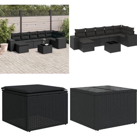 8-tlg. Garten-Sofagarnitur mit Kissen Schwarz Poly Rattan - Gartenmöbel Set - Esstisch - Lounge Möbel - Outdoor Furniture - Rattan Gartenmöbel - Home & Living (1/5)