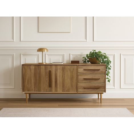 BOBOCHIC - Buffet 2 portes 3 tiroirs 180 cm BRUGES bois massif de manguier (1/3)