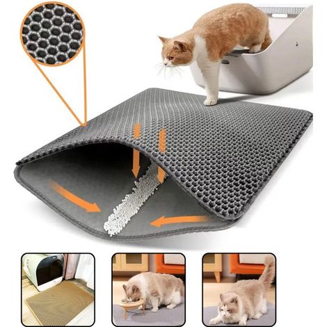 Tapis de litière imperméable pour chat – Double couche – Antidérapant et retenant les saletés – Tapis de litière XL (1/5)