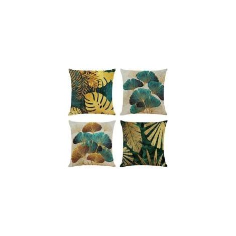 Dekorativer Kissenbezug 4545, 4er-Set, petrolgoldene Farbe, Sofa, Wohnzimmer, Dekokissen, Kissenbezug, rustikaler Stil, Leinen-Dekokissen, Garten, Outdoor-Kissen (1/5)