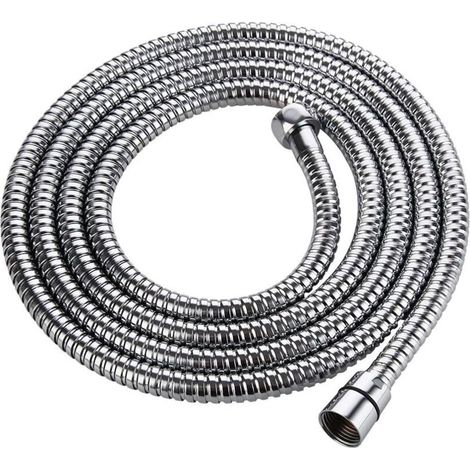 Flexible de douche 2 m, flexible de douche anti-pliage en acier inoxydable, accessoires de douche chromés, flexible sanitaire universel pour salle de bain (1/4)