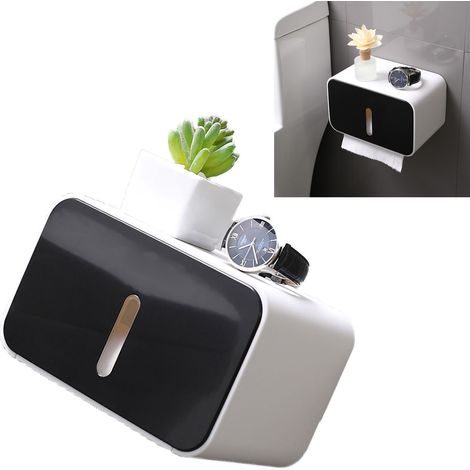 Porte-serviettes mural imperméable avec double sortie pour salle de bain noir (1/5)