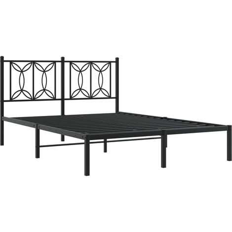Metal Bed Frame without Mattress with Headboard Black 140x190cm vidaXL (1/4)