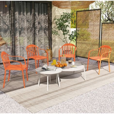 Stuhl Gartenstuhl stapelbar 57 x 54 x 78 cm Rot OKMYHOME (1/4)