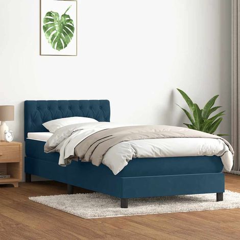 Boxspringbett mit Matratze Dunkelblau 80x220 cm Samt (1/5)