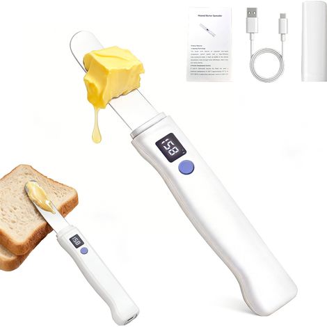 Couteau à beurre avec affichage LED et 2 réglages de température – Beurrier électrique rechargeable USB-C, couteau chauffant étanche (1/5)