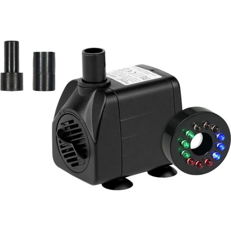 Pompe submersible silencieuse, débit réglable, avec éclairage LED, câble de 1,45 m (600 L/H, 10 W, hauteur manométrique 1,2 m) (1/5)