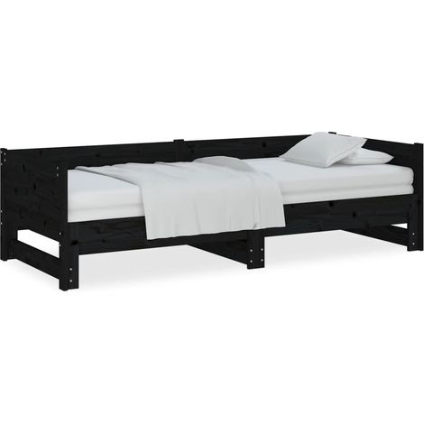 Maison Exclusive - Ausziehbares Tagesbett Schwarz Massivholz Kief