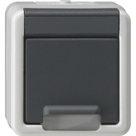Gira SCHUKO-Steckd. KD + SP WG AP Grau [441430], 4414 30