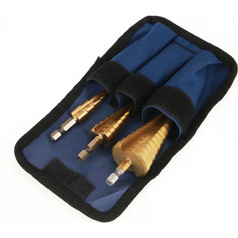 3Pcs High Speed Steel Step Cone Drill Bit Hex Shank Titanium Plating Drill 4-12/4-20/4-32mm