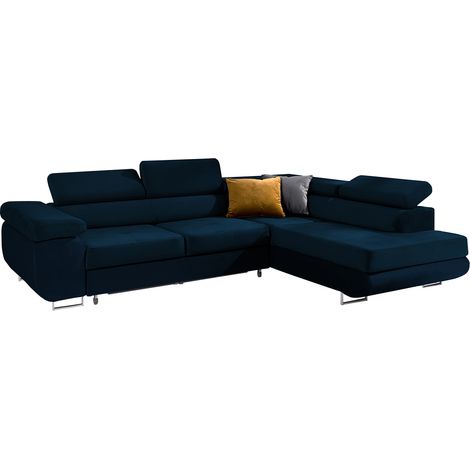 Ecksofa, gerade, ausziehbar, 4-sitzig, Wilson Velours Blau