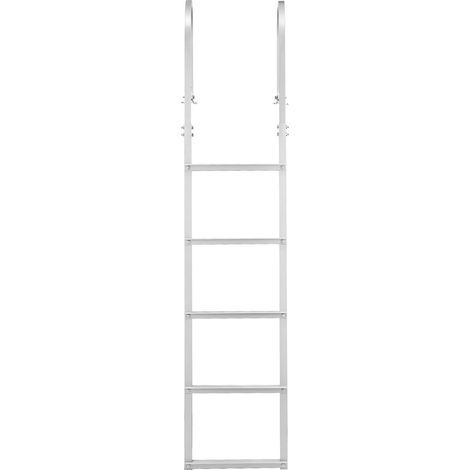 Échelle de quai amovible 5 marches en aluminium,capacité 500 lbs,marches larges antidérapantes pour bateau,piscine et navigation (1/5)