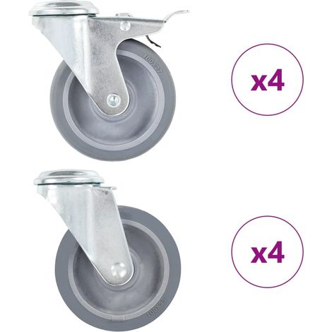 8 Stk. Lenkrollen mit Rückenloch 100 mm