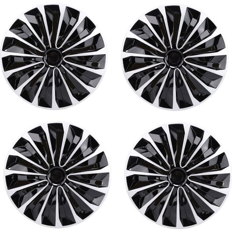 4 pièces 15 pouces enjoliveurs protection complète aspect élégant ajustement universel Snap On R15 couverture de jante de roue pour la plupart des voitures camion SUV argent noir (1/5)