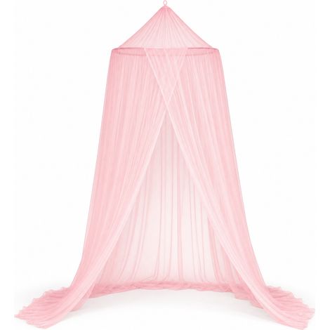 Moustiquaire Baldaquin Sans Perçage pour Lit 150 180 cm Rose (1/5)