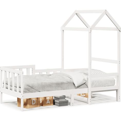 Maison Exclusive - Tagesbett mit Dach Weiß 80x200 cm Massivholz K