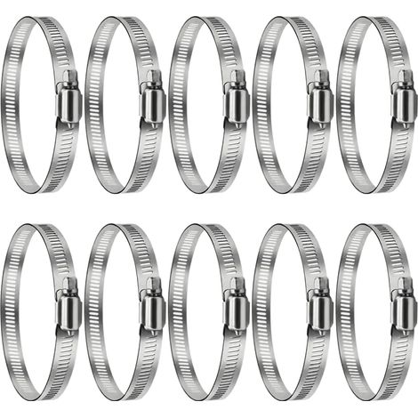 10 Pièces Réglable Collier de Serrage Inox 20-100 mm, Clip 304 Pinces de conduit en acier inoxydable Collier de Serrage Inox 304 CollierSerrage Métallique Réglable, pour Tuyau d'Évacuation, Tubes (1/5)