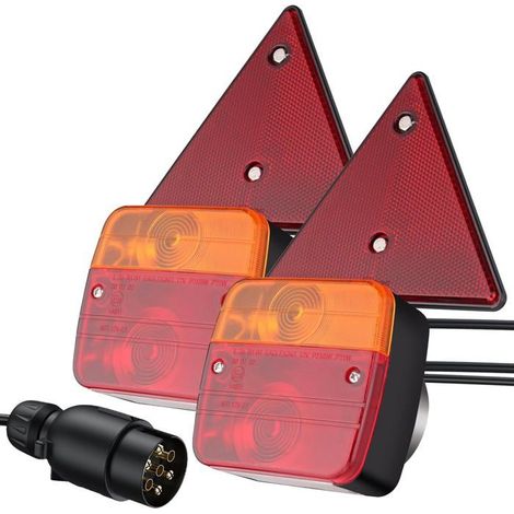 2 PCS Feu Remorque arriere Kit Magnétique avec Triangle Réflecteur ECE 12 V CC 21W Feu Stop/Arrière E-mark (1/5)