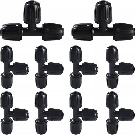 10 Pièces16mm Raccords D'irrigation Goutte à Goutte, Connecteur de Tuyau en T Barbelé, Connecteur de Tuyau D'irrigation, Connecteur D'Irrigation Goutte à Goutte, pour Jardin, Pelouse (Noir)